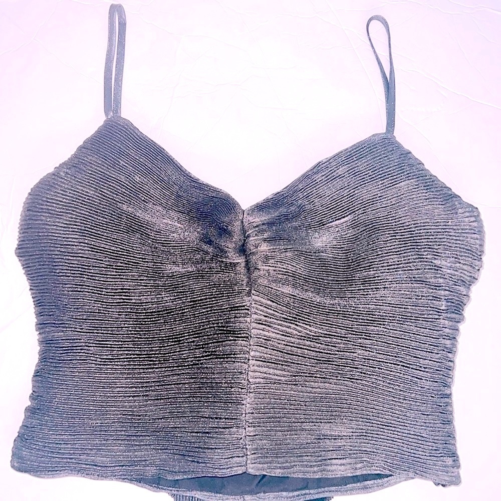 Express Metallic Silver Top